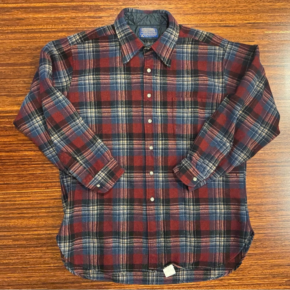 Vintage Pendleton LOBO Men's 100% Virgin Wool Flannel Aztec Shirt XL USA Geo